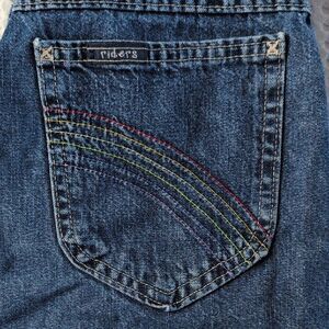 Riders by Lee Vintage Blue Jean Shorts Rainbow Embroidery